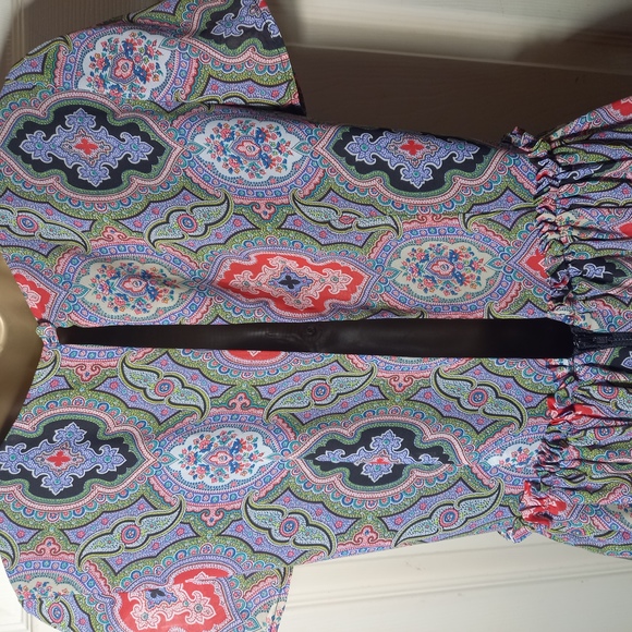 Size 8 Multi Floral Chiffon High Waist Above Knee Dress - Picture 6 of 10